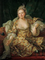 Porträt von Annette Duvivier, Gräfin von Vergennes, im orientalischen Kostüm, zweite Hälfte des 18. Jahrhunderts