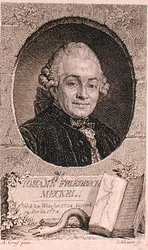 Porträt von Johann Friedrich Meckel (1724-76), graviert von John Schleuen