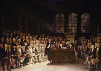 William Pitt spricht vor dem House of Commons über die französische Kriegserklärung 1793