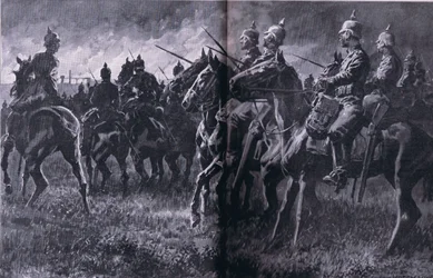 Das Feuer in der Mine bei Libin, aus Die illustrierte Geschichte des Weltkriegs 1914-1915, veröffentlicht von Union Berlagsefellfchaft