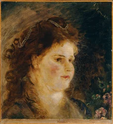 Mädchen mit Perlenkette im Haar