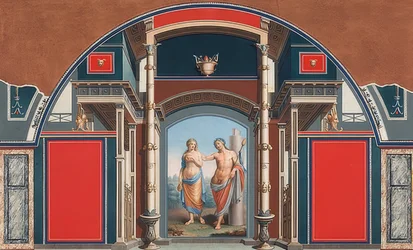 Wandgemälde eines römischen Hauses auf dem Gelände der Villa Negroni in Rom, Bacchus und Ariadne. 1783