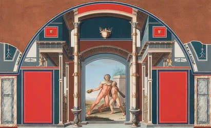 Wandgemälde eines römischen Hauses auf dem Gelände der Villa Negroni in Rom, Trunkener Herkules