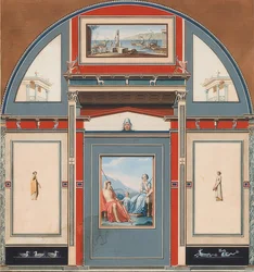 Wandgemälde eines römischen Hauses auf dem Gelände der Villa Negroni in Rom, Venus und Adonis. 1781