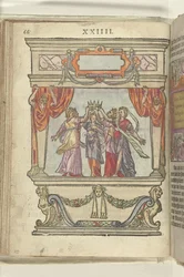Szene mit den Personifikationen von Ruhm, Majestät, Großzügigkeit, Pracht und Bescheidenheit, 1578