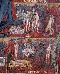 Der Teufel in der Hölle, Detail des Kreises der Wollust und Habgier