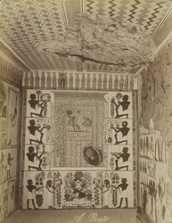Grab von Nakht in Theben, Ansicht der bemalten Wand und Decke des Grabes