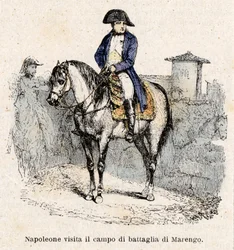 Napoleon Bonaparte in Italien, besucht das Schlachtfeld von Marengo