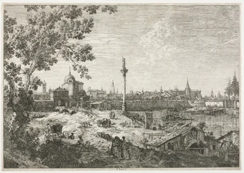 Panorama einer Stadt an einem Fluss