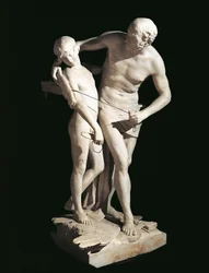 Dädalus und Ikarus, Marmorskulptur, Höhe 220 cm