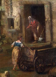 Italienische Landschaft. Ein Bauernhof auf dem italienischen Land, (Detail)