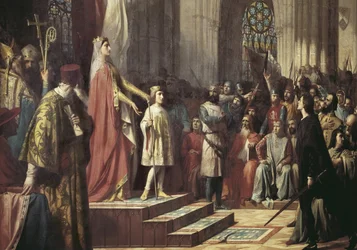 Maria de Molina stellt ihren Sohn den Cortes von Valladolid vor. 1863