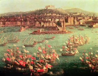 Die Flotte von König Karl III. von Spanien vor der Stadt Neapel, 6. Oktober 1759