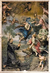 San Pasquale Baylon in Anbetung (Fresko auf geschnitztem Holz)
