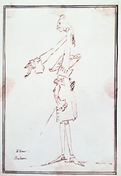 Porträt von Filippo Balatri (1676-1756), italienischer Kastrat. Karikatur von Anton Maria Zanetti (1679-1767). 18. Jahrhundert Private Sammlung