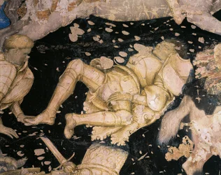 Ritterliches Thema (Detail) aus dem Turnier-Schlacht von Louvezerp, von Antonio Pisanello