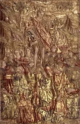 Johannes der Täufer predigt der Menge, Wandteppich mit Szenen aus dem Leben des Heiligen