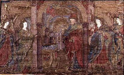 Die Verkündigung an Zacharias, Wandteppich, der Szenen aus dem Leben von St. Johannes dem Täufer darstellt