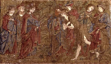 Das Treffen zwischen Johannes dem Täufer und Christus, Wandteppich mit Szenen aus dem Leben des Heiligen