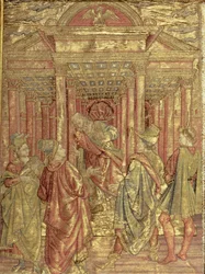 Zacharias verlässt den Tempel, Wandteppich mit Szenen aus dem Leben von Johannes dem Täufer