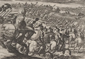 Tafel 25: Der römische Kommandant Cerialis greift in der Nähe von Trier an, aus Der Krieg der Römer gegen..., 1611