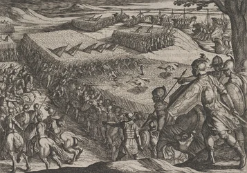 Tafel 6: Römer besiegt in der Nähe des Rheins, aus Der Krieg der Römer gegen die Bataver