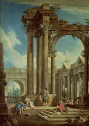 Studium der Perspektive unter römischen Ruinen