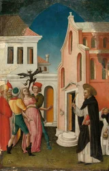 Der heilige Petrus Märtyrer exorziert eine von einem Teufel besessene Frau, 1445-55