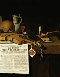 Vanitas-Stillleben zu Ehren von Admiral Marten Herpertszwoon Tromp, 1655