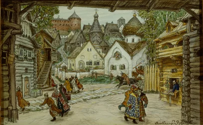 Bühnenbild für die Oper Der Opritschnik Der Leibwächter von Pjotr Tschaikowski, 1911