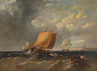 Ein Fischerboot vor der Küste von Kent, ca. 1854