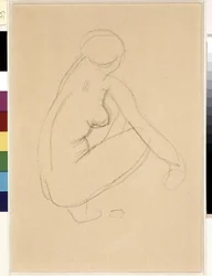 Nackt hocken. Zeichnung von Aristide Maillol (1861-1944). Bleistift auf Papier. Maße: 32x23cm. Musée Cantini, Marseille