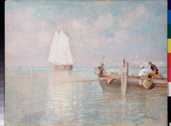 Die Bucht von Venedig (Italien) - Gemälde von Arkadi Afanasjewitsch Tschumakow (1868-1948), Öl auf Leinwand