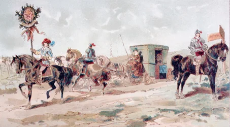 Eine bedeckte Pferdekutsche des 17. Jahrhunderts, 1886