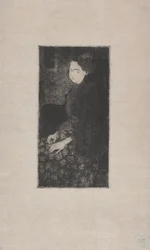 Femme assise avec chapeau à plumes (Sitzende Frau mit Federhut) ca. 1893