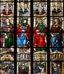 Noah, Ezechiel, St. Peter, die Sibylle von Erythree - Buntglasfenster in der Kapelle des Heiligen Herzens Mariens, von Arnaud de Moles (1470-1520) vollendet 1513 - Kathedrale Sainte Marie d