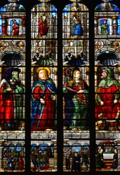 Heiliger Matthias, Esra, der Prophet Habakuk und die Sibylle Tiburtine - Glasfenster der Kapelle der Passion, von Arnaud de Moles (1470-1520) vollendet 1513 - Kathedrale Sainte Marie d