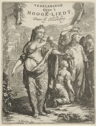 Personifizierte Liebe und gekrönter Christus (Titelblatt für: J. Oldenborgh, Erklärung über das Hohelied, 1691)