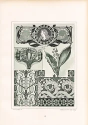 Maiglöckchen-Ornament mit weiblichem Porträtmedaillon
