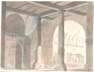 Raum mit Gewölben und Säulen