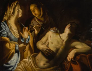 Der heilige Sebastian wird von der heiligen Irene gepflegt