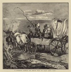 Eine Mormonenfamilie auf dem Weg nach Salt Lake City
