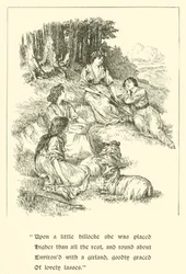 Sir Calidore, Ritter der Höflichkeit, Coridon und Pastorella (Gravur)