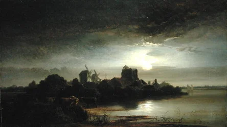 Ein Dorf bei Mondschein