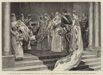 Ein Salon im Buckingham Palace, Warten im Korridor vor der Vorstellung bei Ihrer Majestät