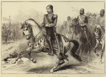 Abdul Hamid II., Sultan der Türkei, inspiziert seine Truppen