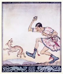 Ein Mann, der keine Hunde mochte. Tatsächlich hasste er sie. aus The Birth of Bran in Irish Fairy Tales