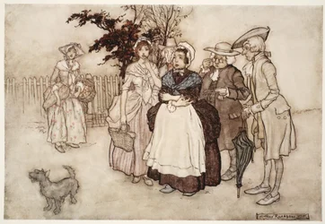 "Alle standen erstaunt.", aus Rip Van Winkle von Washington Irving, veröffentlicht 1910