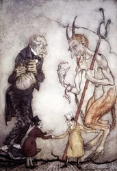 Weihnachtsgeschichte von Charles Dickens (1812 - 1872), Illustration von Arthur Rackham (1867-1939)