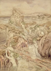 Tochter des Meeres, Illustration aus Die drei goldenen Äpfel, von Nathaniel Hawthorne